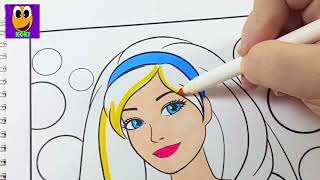 ❤️ COLORING BARBIE Coloring Book Page Crayola Markers how to color Art for kids friendly KOKI TOY