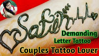 Demanding  Safin  Full Name Letter tattoo || Heart Mehndi Design Tattoo by #sakshiartofmehndi