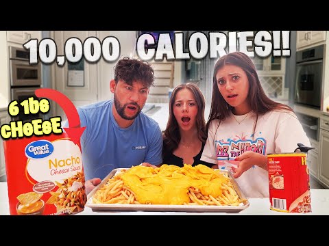 Can a FAMILY of 4 eat like a Competitive Eater?!?! Epic Chili Cheese Fries!! 10k Calories