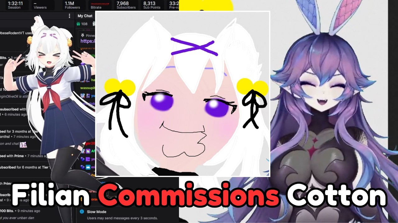 Филиан заставляет КоттонтейлВу нарисовать её.