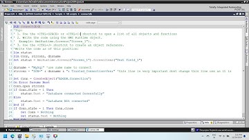 Configuring a MSSQL Database Connection with Vbscript in wincc | connect sql data base with vbscript