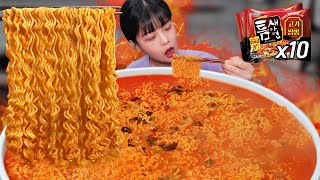 Запросы подписчиков спешат! Съешьте 10 пряных раменов ада🔥Spicy ramen eating show mukbang