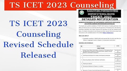 TS ICET Counseling New dates || TS ICET counselling dates 2023 || TS ICET Counseling Latest update
