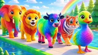 Funny Animal Race Down the Longest Slide with Elephant Lion Dog Zebra screenshot 1