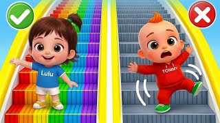 Escalator Safety Song🔼🔽 Play Safe in The Mall! Safety Tips and Good Habits for Kids | Tommy & Lulu