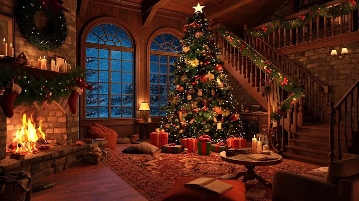 Nostalgic Christmas Music 2025 | Christmas Ambience w/ Snow Sounds | Crackling Fireplace