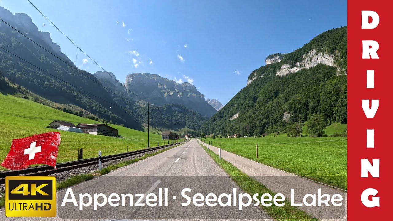 Driving Switzerland 24: Relaxing drive through the Swiss countryside to Appenzell, Seealpsee lake 4K