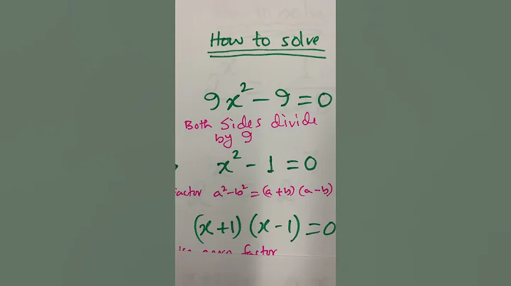 #shortsviral #mathstricks #how to solve 9x^2 - 9 = 0