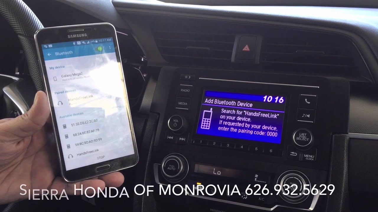 2016 Honda Civic LX Bluetooth Pairing - YouTube