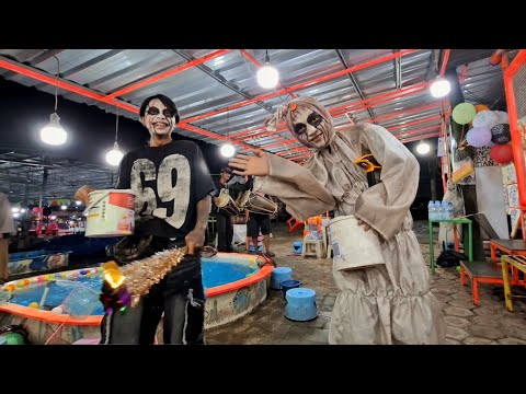 Ada Hantu Lucu Di Playground Pasar Malam, Tangkap ikan, mandi bola, Odong odong dan masakan