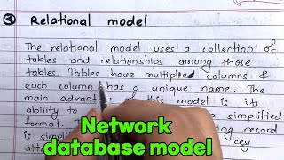 Relational model , Network Database model || Data Model || part - 3