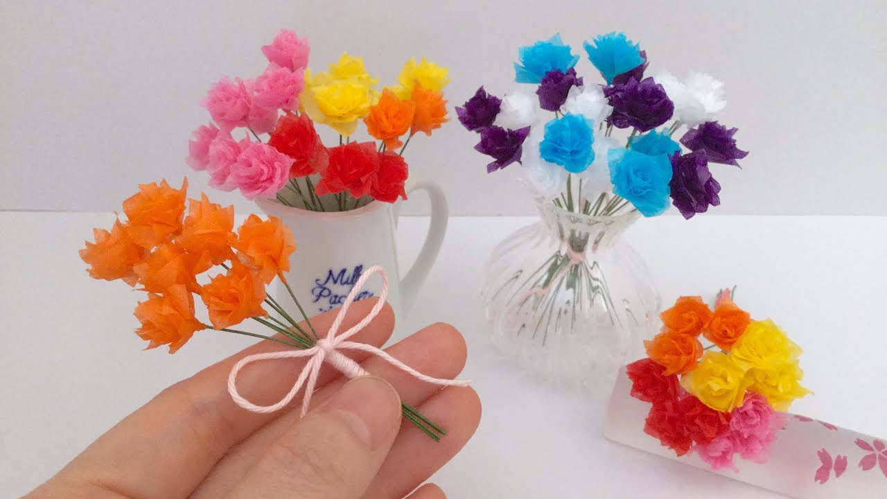 お花紙 ミニチュアローズ Tissue Paper Miniature Roses Youtube