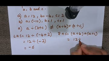 Class 7 Exercise 1.3 q-2 Verify that a÷(b+c) # (a÷b) +(a÷c) for each of the following values of a,b