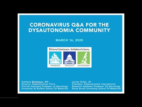 Coronavirus Q&A for the Dysautonomia Community