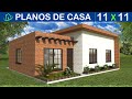 🔴 PLANOS GRATIS DE CASs MODERNA ►1 Piso ►3 Dormitorios ►1 baño ►lavandería 11x11 METROS