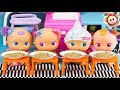 Routine du soir de peppa pig bbs bellies et pinypon ils voient des vidos et mangent leur dinner