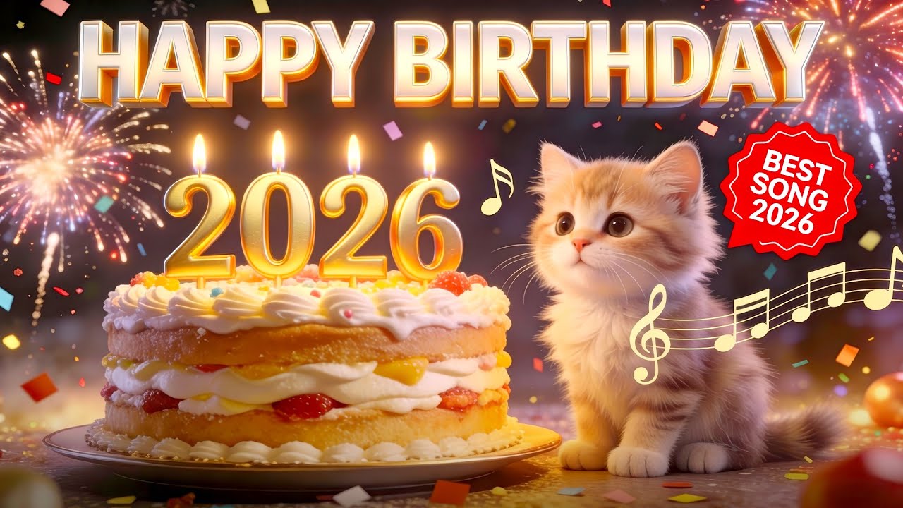 Happy Birthday Song 2026 🎵 Funny Cat Singing! 🎂 Best Birthday Wishes & Greeting Card