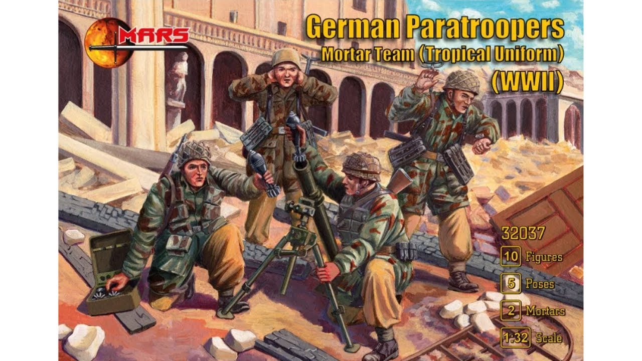 Unboxing Mars Figures 32037 - 1/32 German Paratrooper Mortar Team (Tropical Uniform) WWII