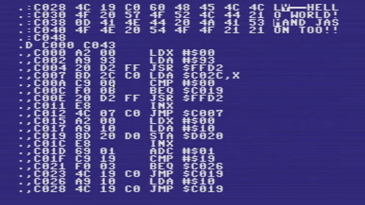 6502 Assembly on the Commodore 64 welcomes Jason