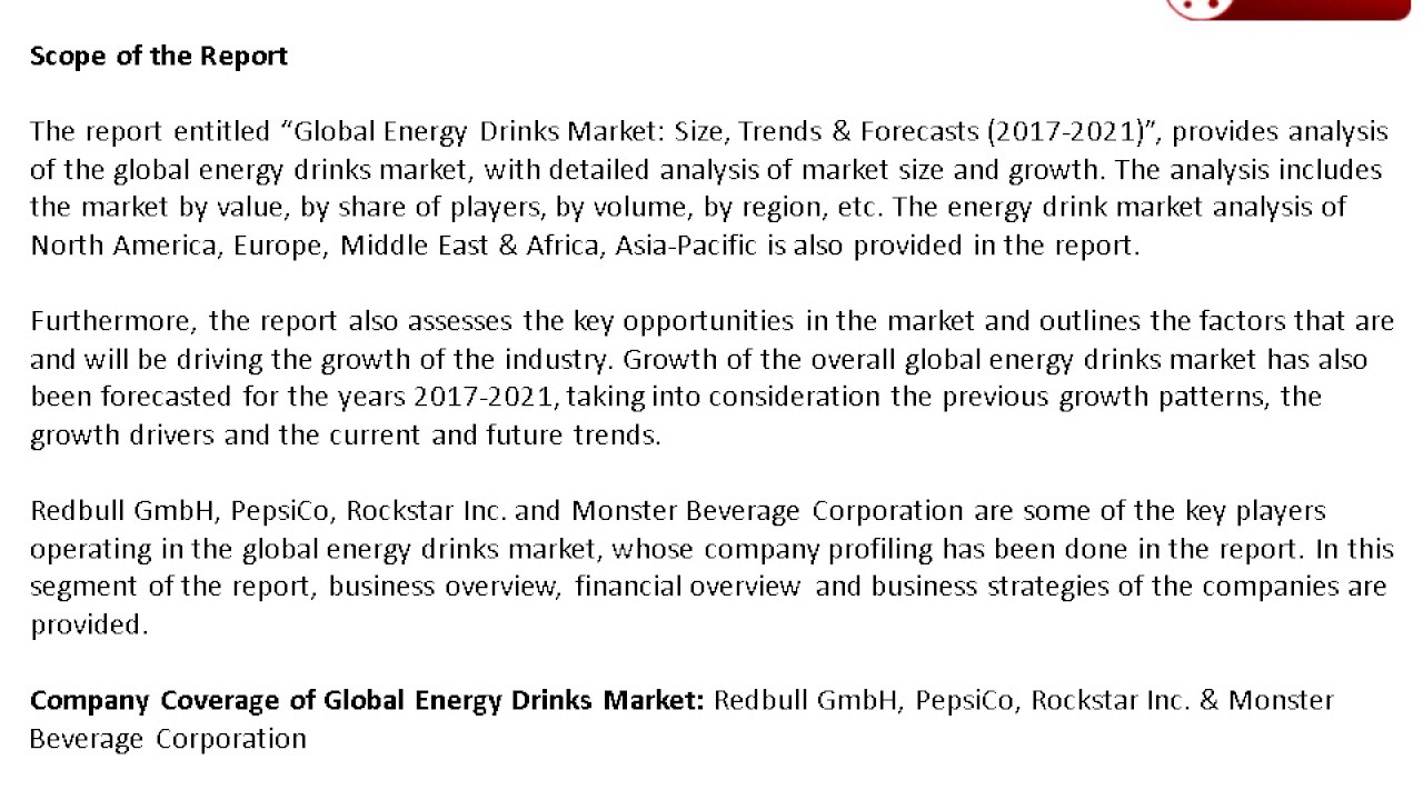 New Study on Global Energy Drinks Market 2017-2021