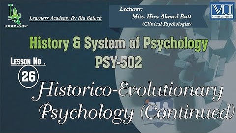History and Systems of Psychology (PSY502) VU | Lecture No.26 | Learners Academy By Bia Baloch