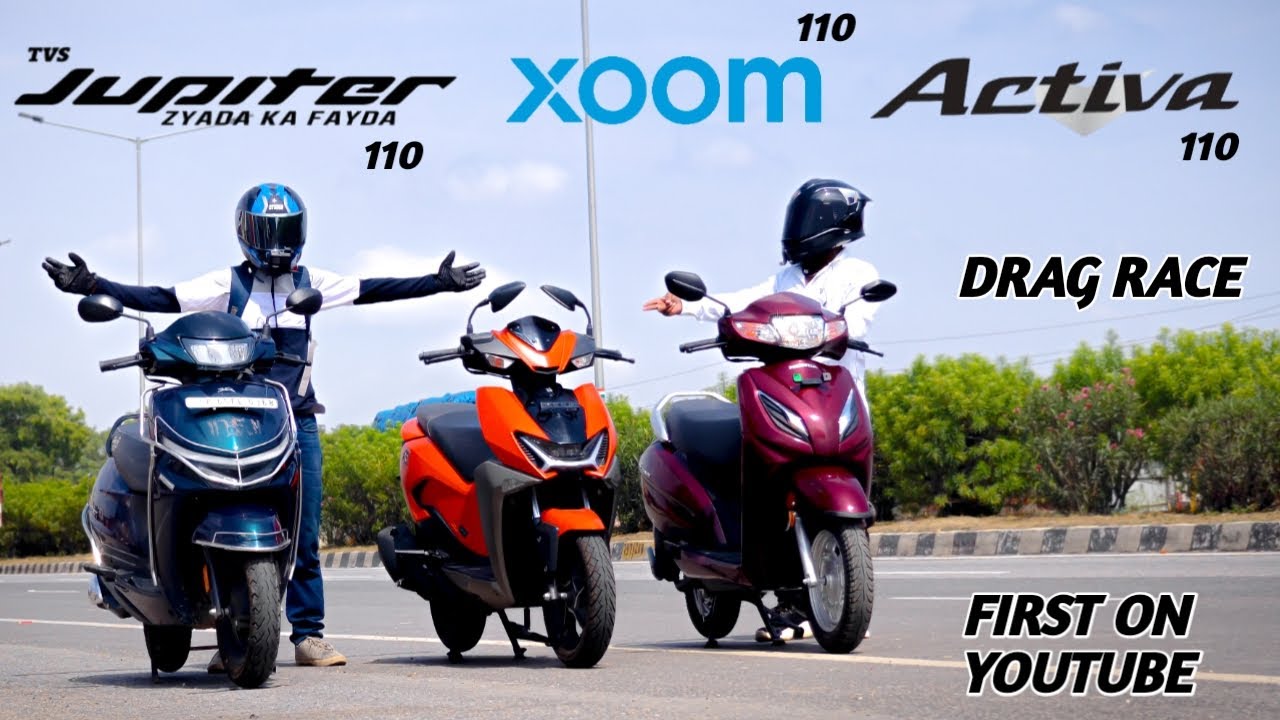 Honda Activa Vs TVS Jupiter Vs Hero Xoom 110 | Drag Race