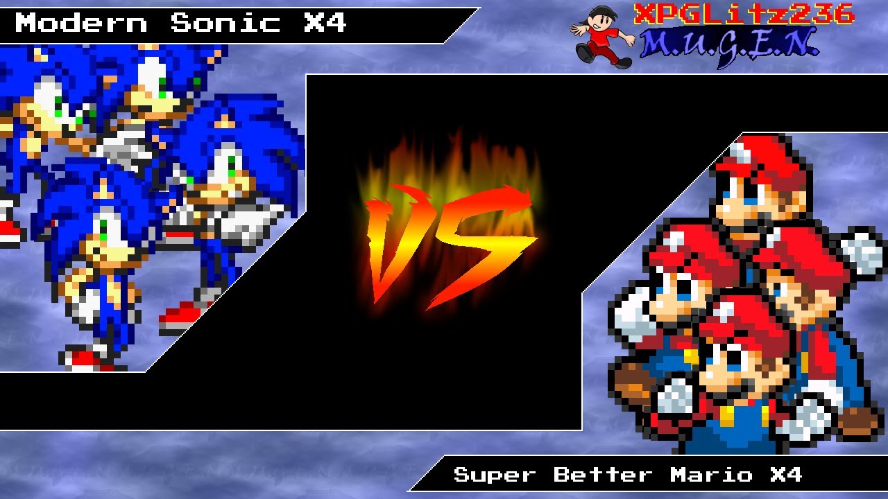 MUGEN Modern Sonic X4 vs Super Better Mario X4