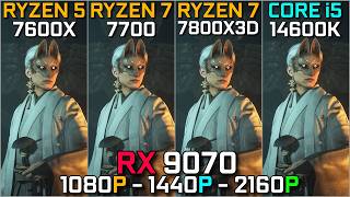 Ryzen 5 7600X vs Ryzen 7 7700 vs Ryzen 7 7800x3d vs Core i5 14600K | RX 9070 | 1080p, 1440p, 4K
