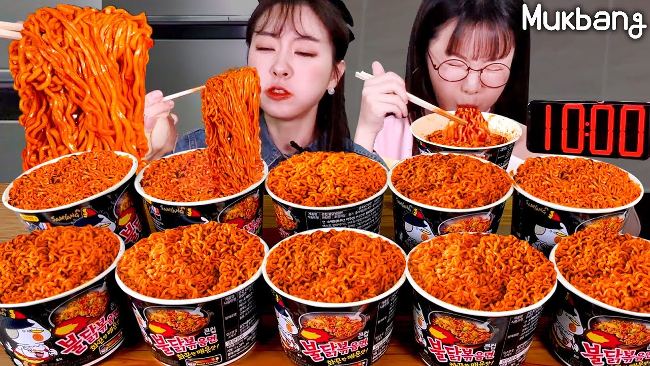 Могу ли я съесть 10 из самых шпицких мясных в Корее за 10 минут?🔥 острый Ramen вызов Mukbang!