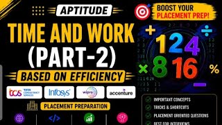Time and Work | time and work based on efficiency | Aptitude