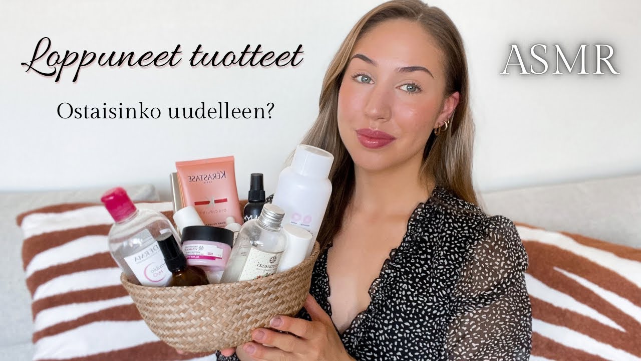 ASMR SUOMI - Loppuneet tuotteet 1 🧴💄(whispering, tapping, semi-inaudible)