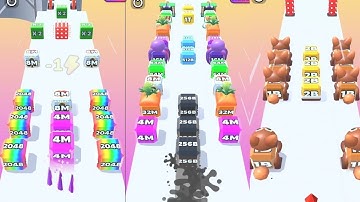 Jelly Run 2048 ULTIMATE Gameplay | 3 Shape Play Showdown! | 32M vs 16B vs 8T Race part 19