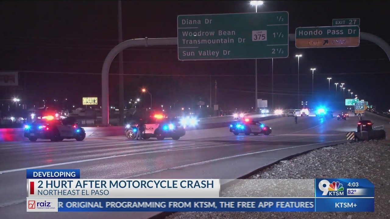 2 hurt after vehicle, motorcycle crash in Northeast El Paso - YouTube
