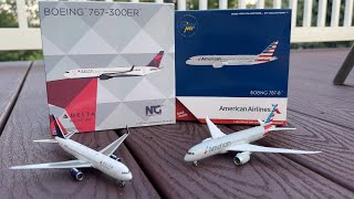 DOUBLE UNBOXING!! 1:400 NG Models Delta 767-300ER and GJ American 787-8