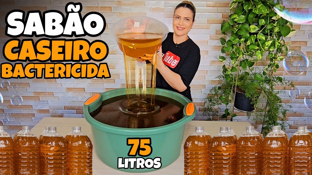 COMO FAZER SABÃO CASEIRO MELZUDO DE ÁLCOOL COM PINHO SOL! 75 LITROS 😍😱