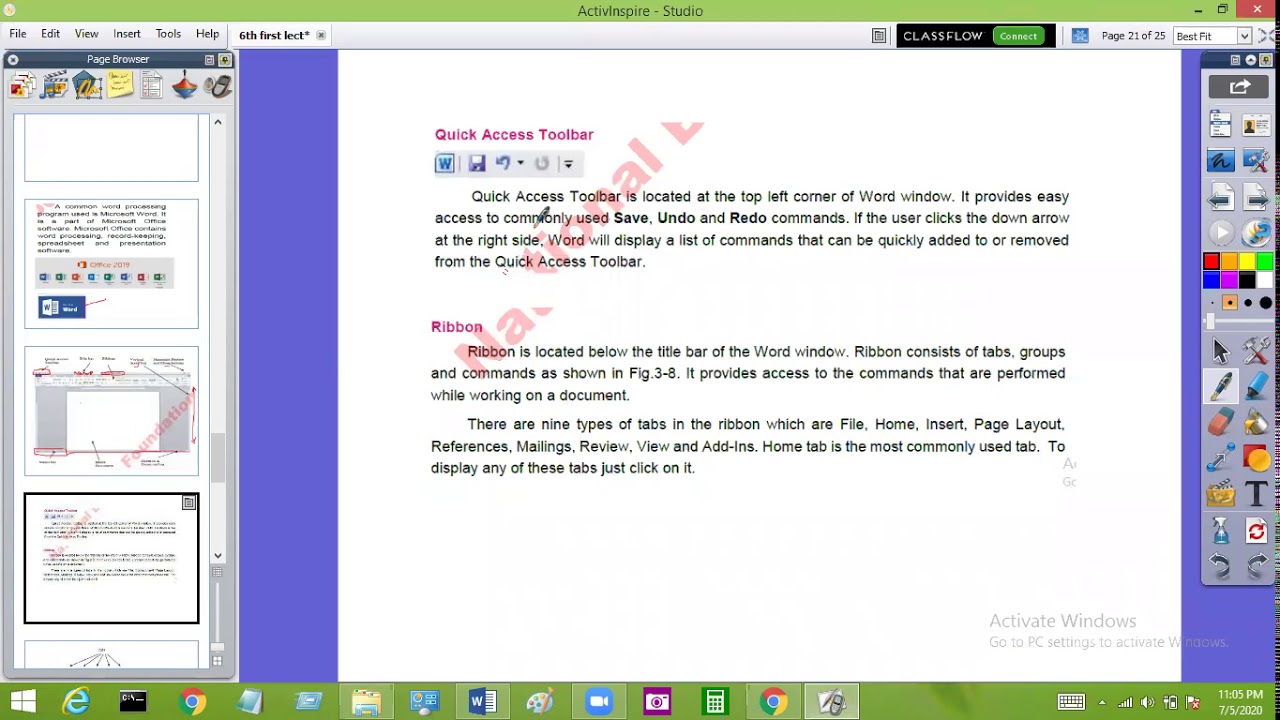 MS Word Window (Title Bar, Ribbon, Quick Access tool bar, Status bar) YouTube
