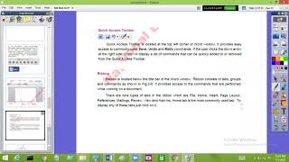 MS Word Window  (Title Bar, Ribbon, Quick Access tool bar, Status bar)