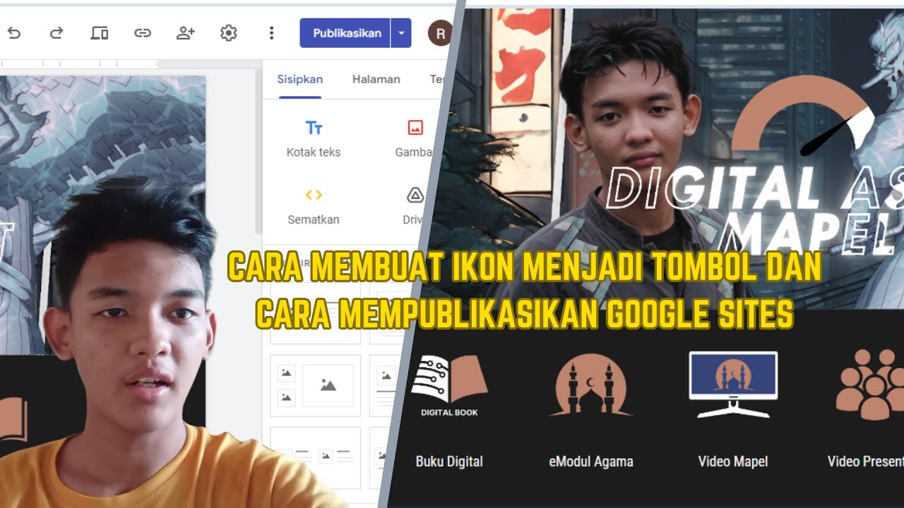 Cara menyisipkan icon gambar tambah halaman dan publish google sites