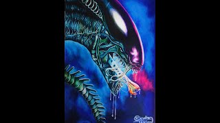 Timelapse drawing video of Xenomorph from Alien franchise.