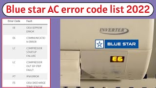 blue star ac error code list 2022 | Blue star inverter error codes
