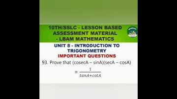 #93#10thmaths#SSLC LBAM Maths 2026#unit8#prove#Introduction totrigonometry#10thexam #sslcmaths2026