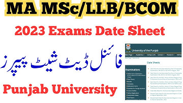 MA MSc BCOM LLB Annual 2023 Exams Official Date Sheet PU