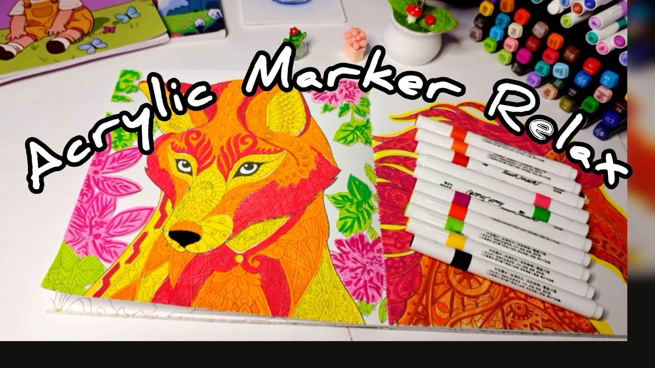 Satisfying Coloring with Acrylic Markers ✨ Relaxing Art Process