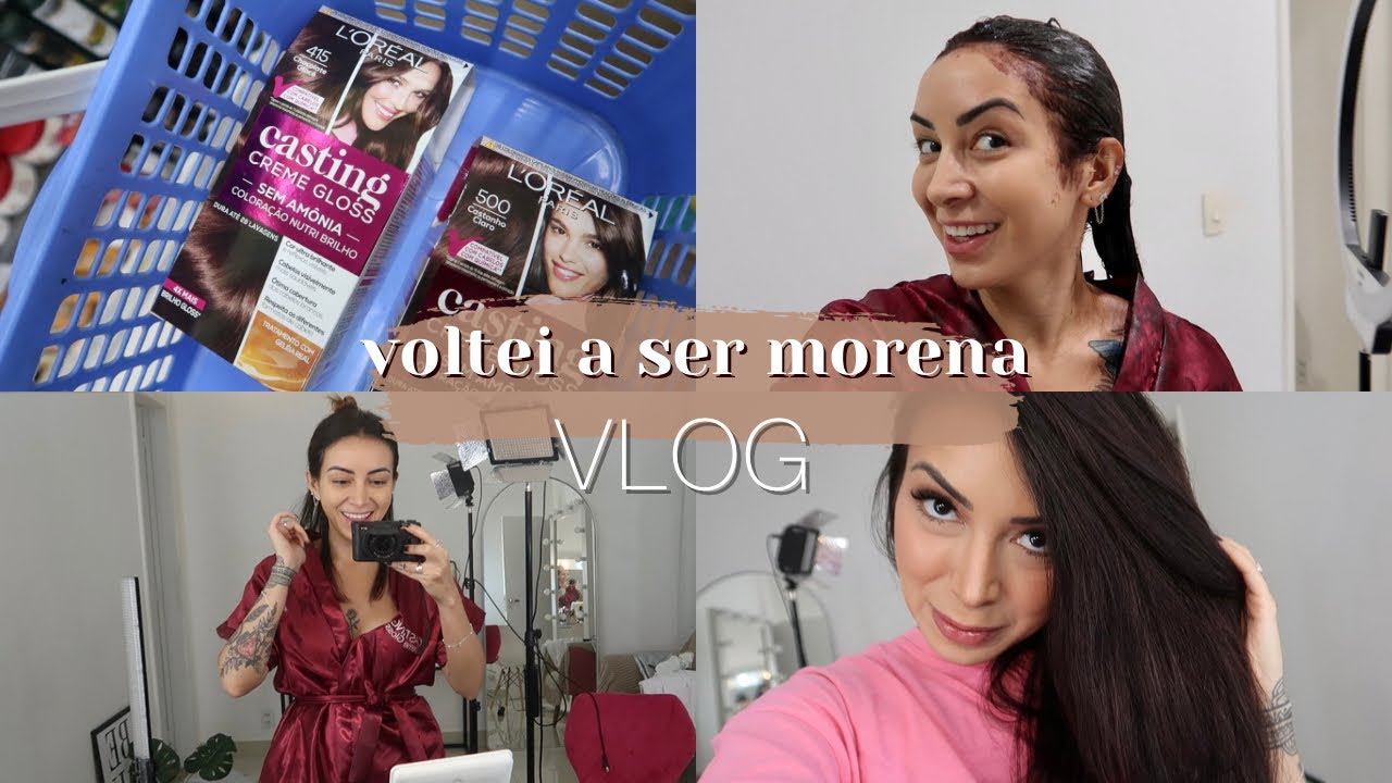 VOLTEI A SER MORENA - pintando o cabelo em casa | VLOG