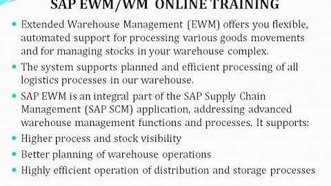 SAP EWM OR WM ONLINE TRAINING