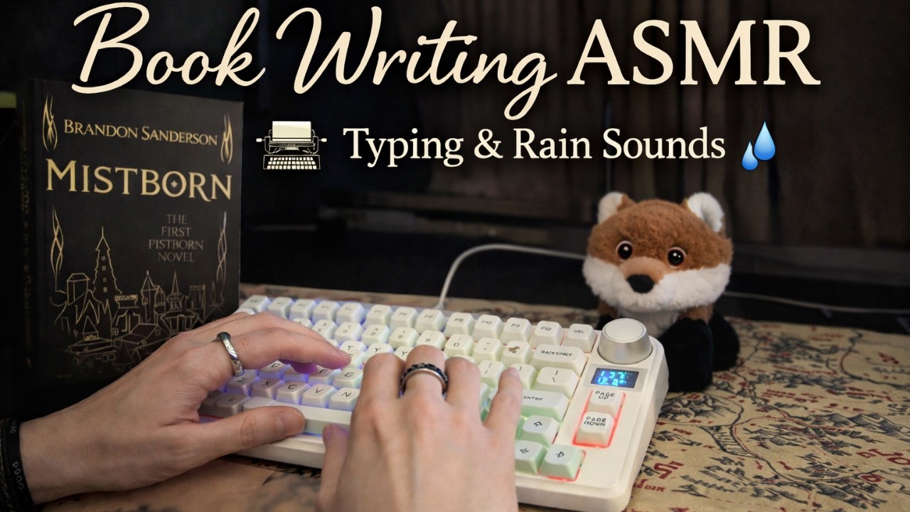 Book Writing ASMR | Soft Keyboard Typing & Rain Sounds for Focus