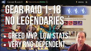 Gear Raid 1 stage 18 no legendaries! (Epics Challenge Day 22) Full stats/gear/run