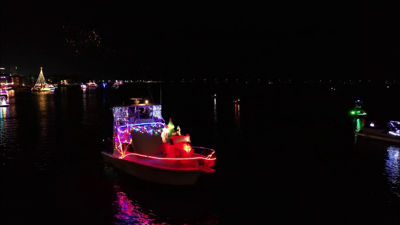 South Padre Island Boat Parade December 7 2019 drone view YouTube