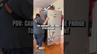 Carrying A LARGE Fridge To The Basement. #mover #movers #moving #Refrigerator #appliances #heavy