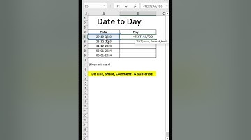 Excel Convert Date to Day | #shorts #youtubeshorts #excel #short #trending #viral #office #new